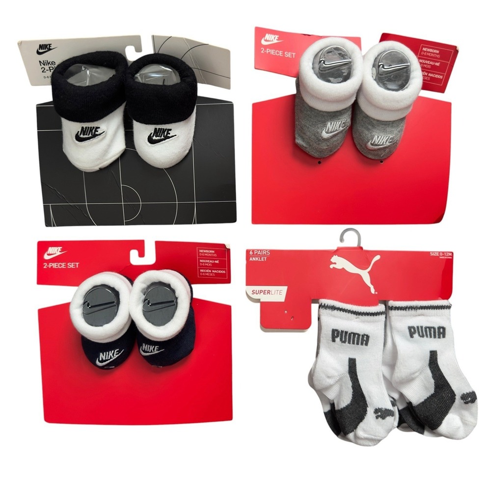 Nike Baby Booties 2 Pack Newborn 0-6 Months Puma Crib Socks READ